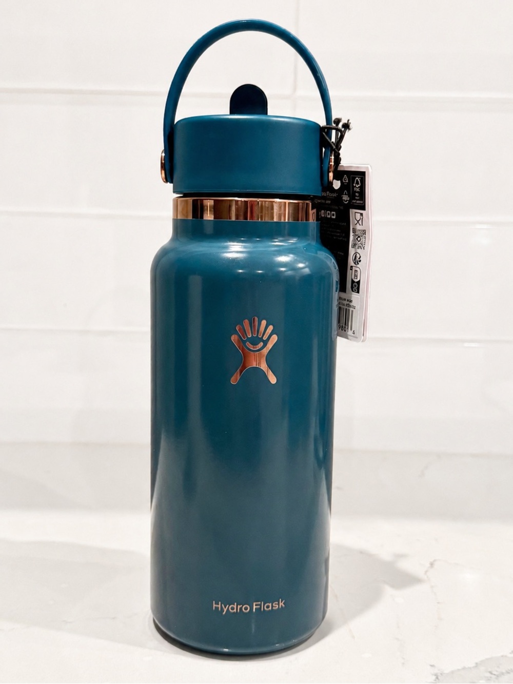NWT Rare Hydro Flask Sea Rose Gold Limited Edition 32 oz Water Bottle Teal